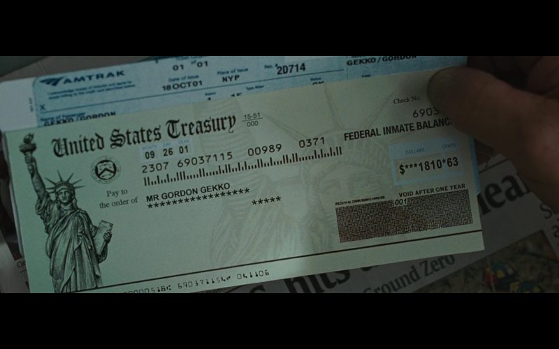 Amtrak Ticket – Wall Street Money Never Sleeps (2010)