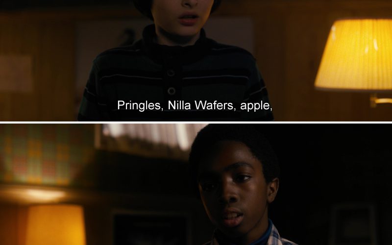 Nutty Bars, PEZ, Smarties, Bazooka, Pringles and Nilla Wafers in Stranger Things: Holly, Jolly (2016)
