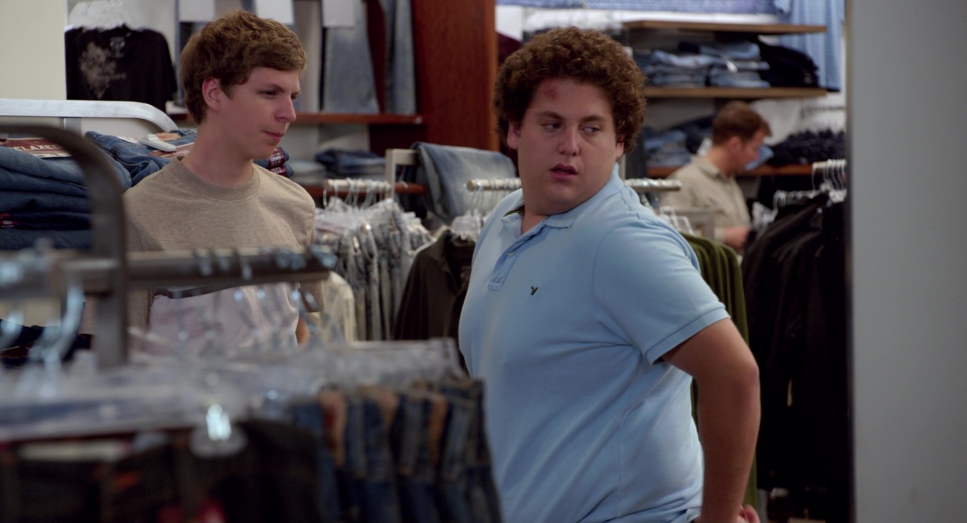 American Eagle Outfitters Blue Polo Shirt Worn by Jonah Hill in Superbad (2...