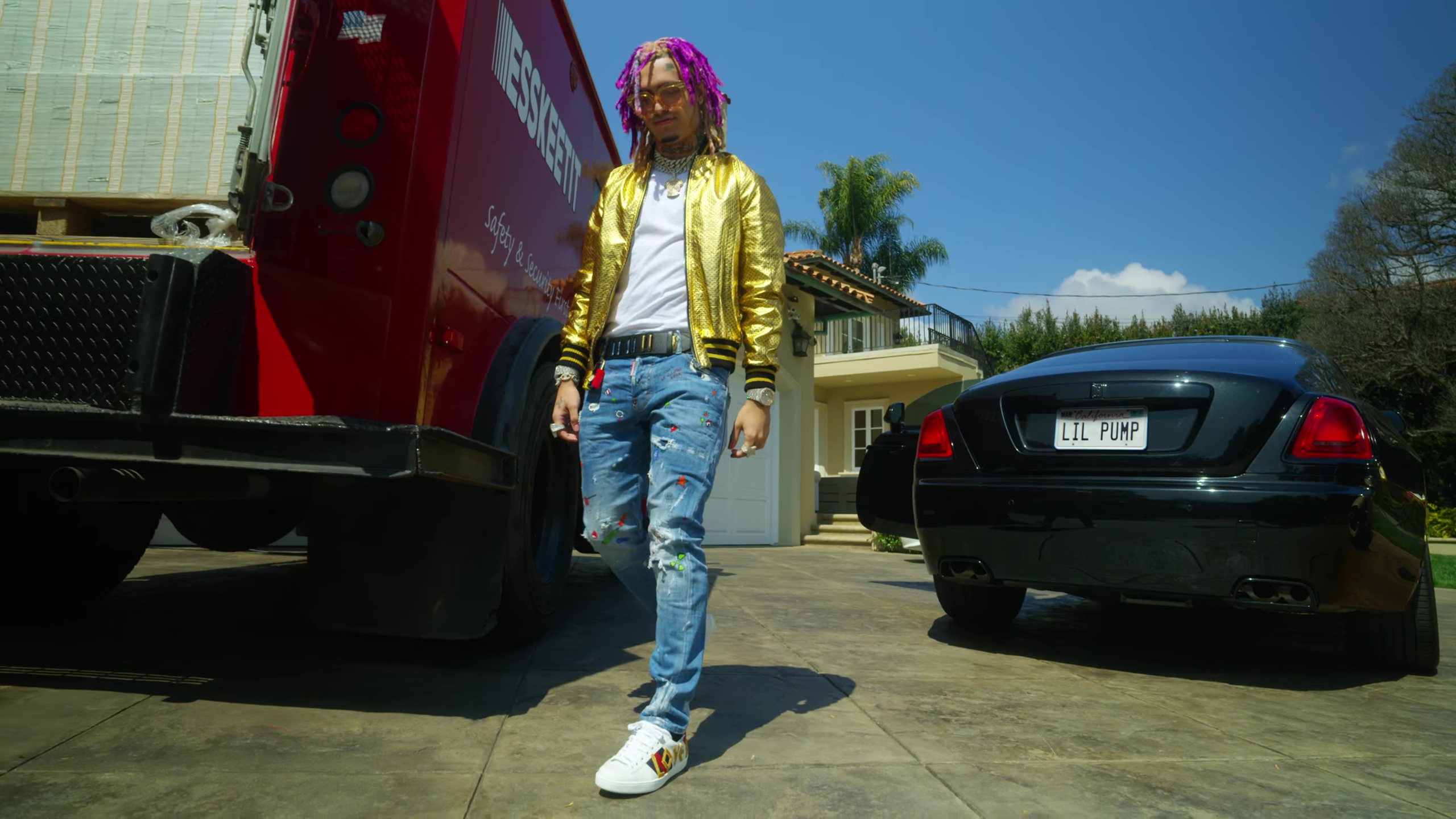 Lil Pump Gucci Gang Silver Leather Jacket - The Movie Fashion