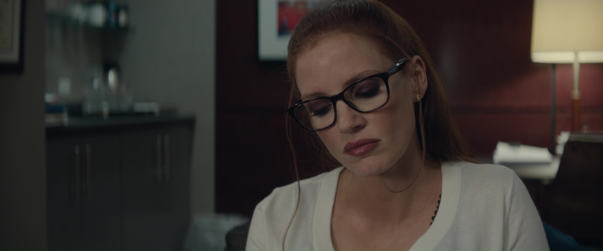 Prada Square Plastic Eyeglasses Worn by Jessica Chastain in Molly’s Game (2017) Movie1920 x 802