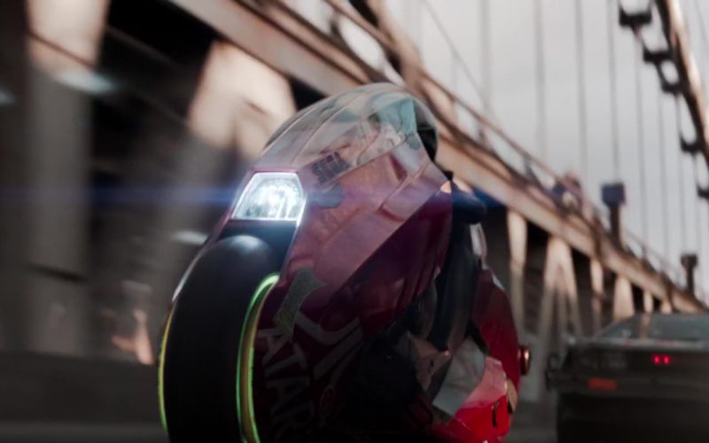 Sega And Atari Stickers On Motorcycle Used by Art3mis (Samantha Evelyn Cook) in Ready Player One