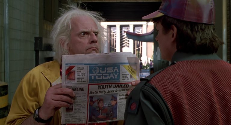 Usa Today Newspaper Held By Christopher Lloyd Dr Emmett Brown In Back To The Future Part 2 1989 5991