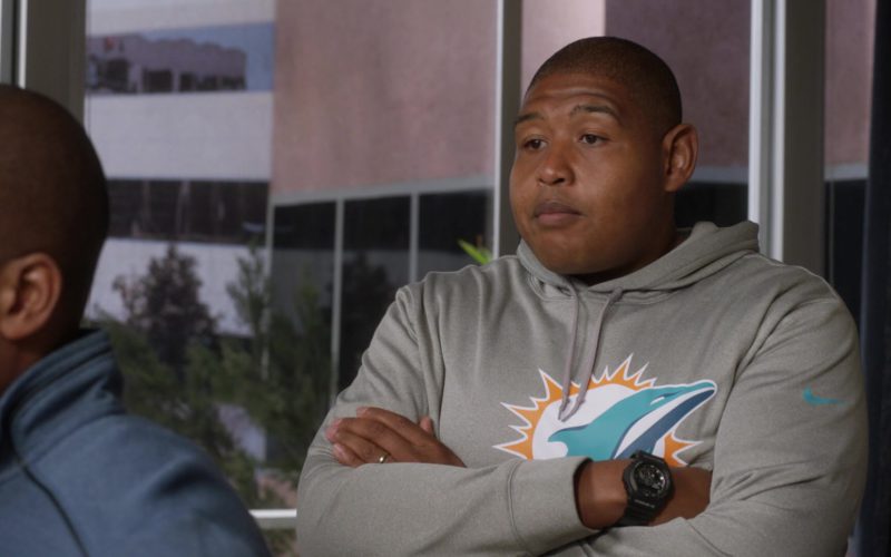 Miami Dolphins Hoodie and Casio G-Shock Watch Worn by Omar Benson Miller in Ballers (1)