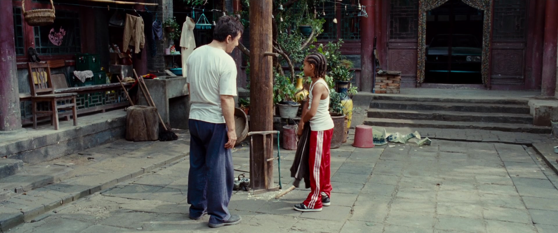 Adidas Red Track Pants And Shoes Worn by Jaden Smith in The Karate Kid  (2010)