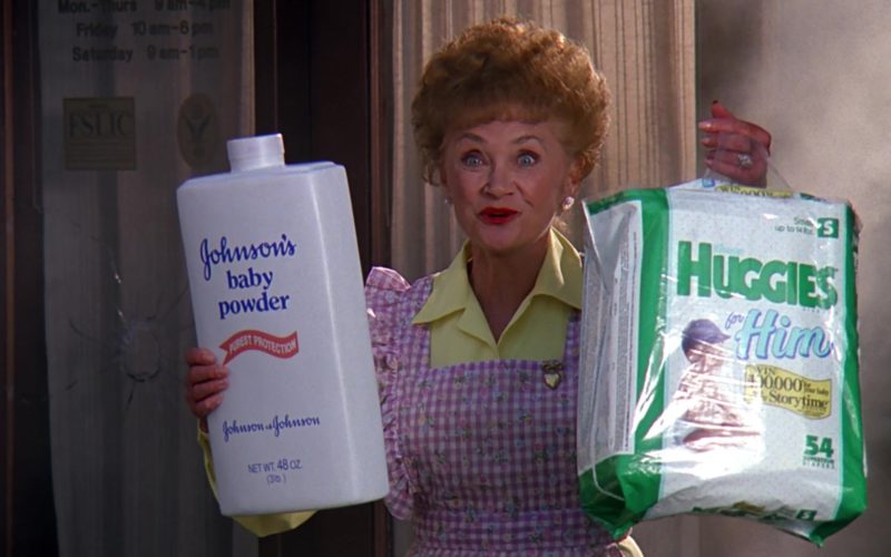 Johnson's Baby Powder and Huggies For Him Held by Estelle Getty in Stop! Or My Mom Will Shoot (1992)