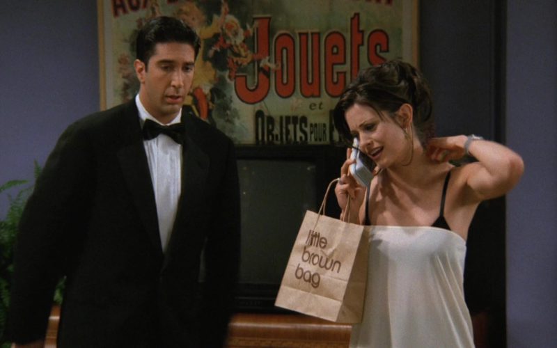 Bloomingdale's Little Brown Bag Held by Courteney Cox (Monica Geller) in Friends Season 3 Episode 2 (17)