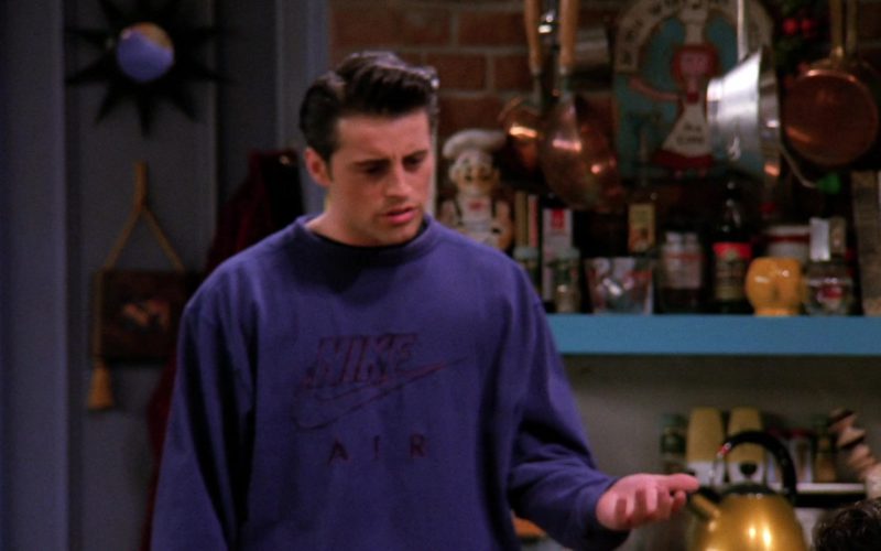 Nike Air Blue Sweatshirt Worn by Matt LeBlanc (Joey Tribbiani) in Friends Season 1 Episode 20 (4)