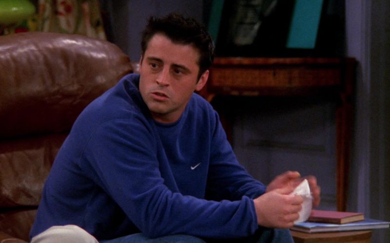 Nike Blue Sweatshirt Worn by Matt LeBlanc (Joey Tribbiani) in Friends Season 6 Episode 13 (1)