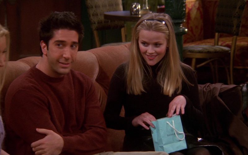 Tiffany & Co. Jewelry Paper Bag Held by Reese Witherspoon (Jill Green) in Friends Season 6 Episode 13