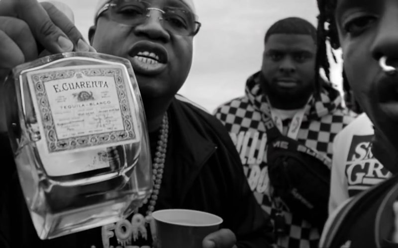 E. Cuarenta Tequila Held by E-40 Rapper in "West Coast" by G-Eazy feat. Blueface, ALLBLACK & YG (2019)