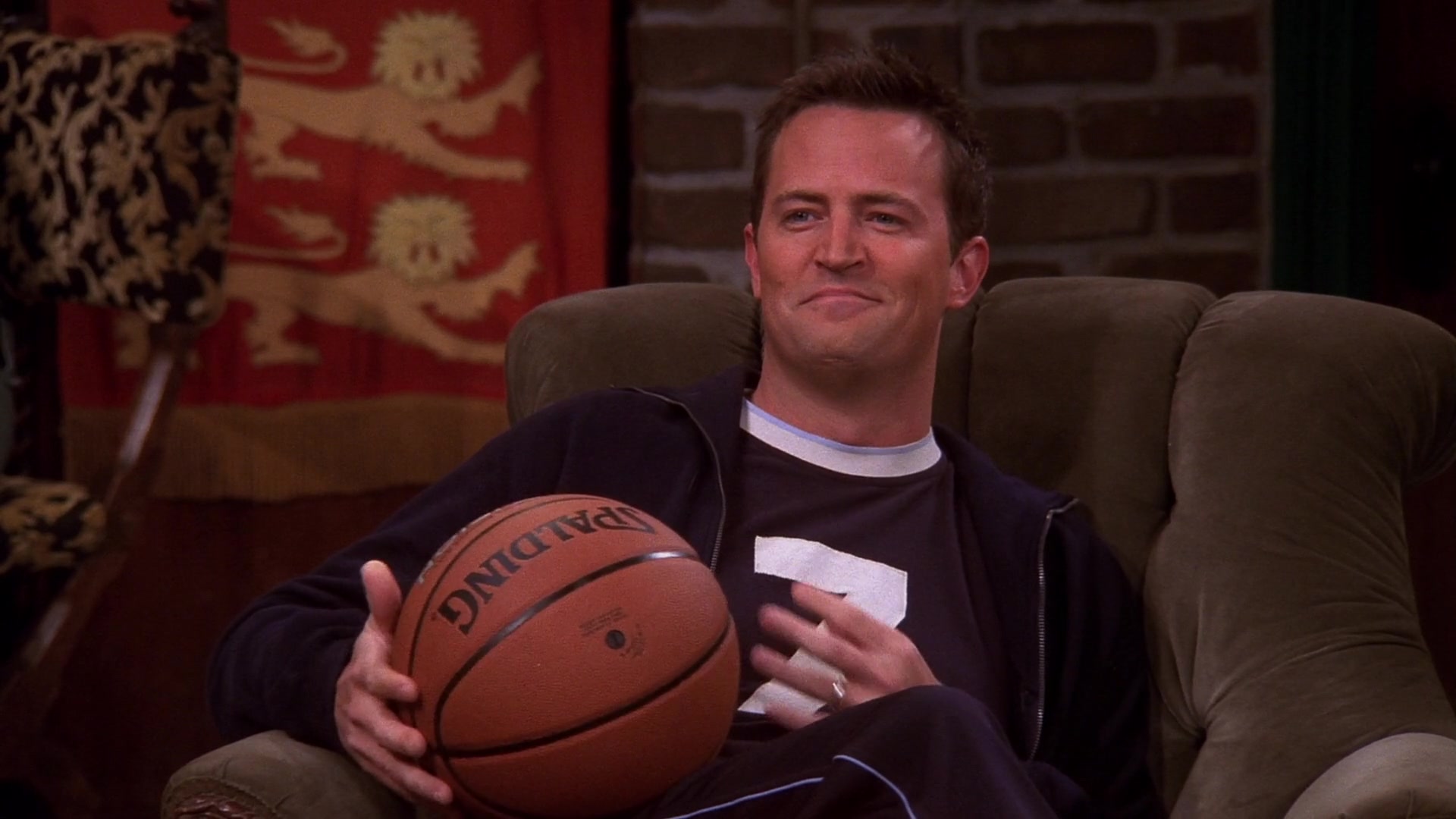 Spalding Basketball Held By Matthew Perry (Chandler Bing)