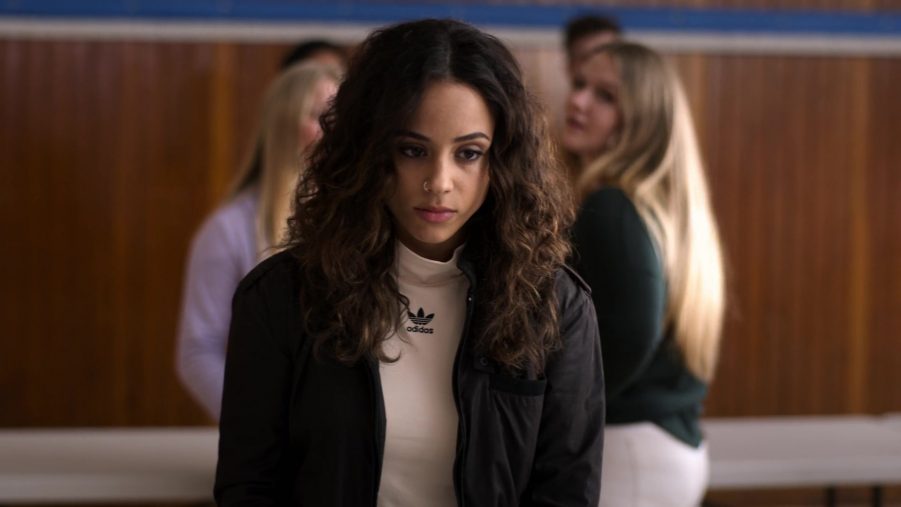 Kiana Madeira Films Et Programmes Tv Adidas Cropped Turtleneck Top (White) Worn By Kiana Madeira In Trinkets