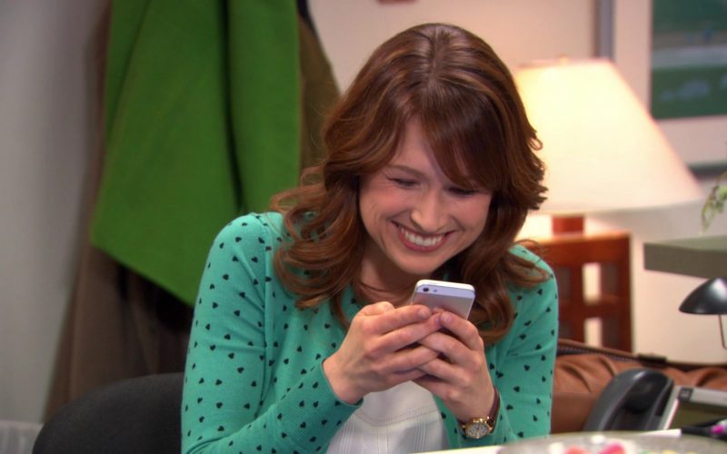Apple iPhone Smartphone Used by Ellie Kemper (Erin Hannon) in The Office