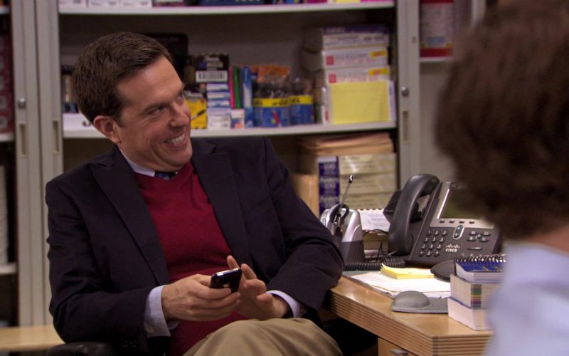 Apple iPhone Smartphone and Cisco IP Phone Used by Ed Helms (Andy Bernard) in The Office
