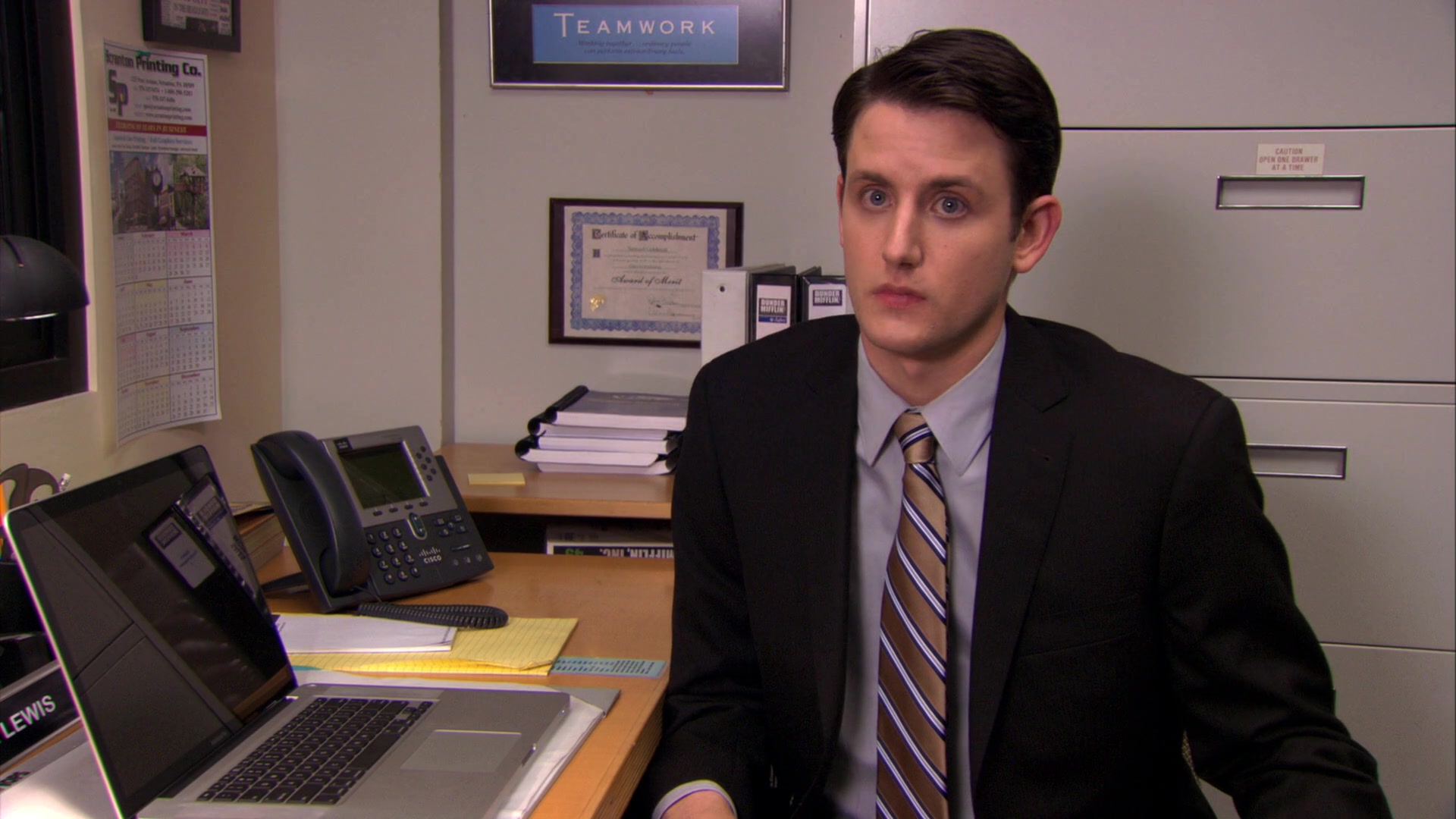 Cisco Phone and Apple MacBook Pro Laptop Used by Zach Woods (Gabe Lewis) in...