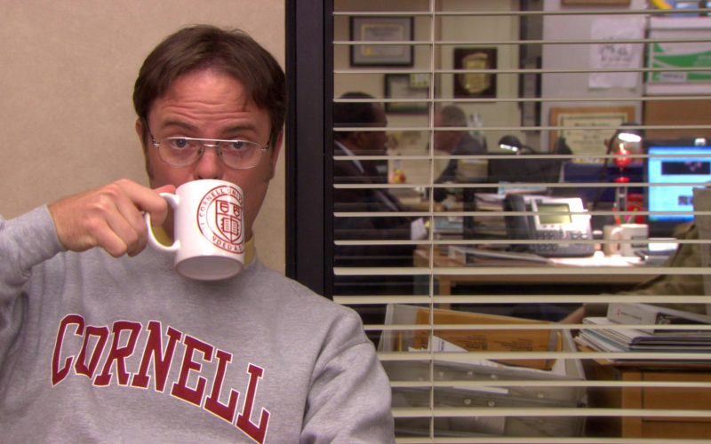 Cornell Sweatshirt and Cup Held by Rainn Wilson (Dwight Schrute) in The Office (2)