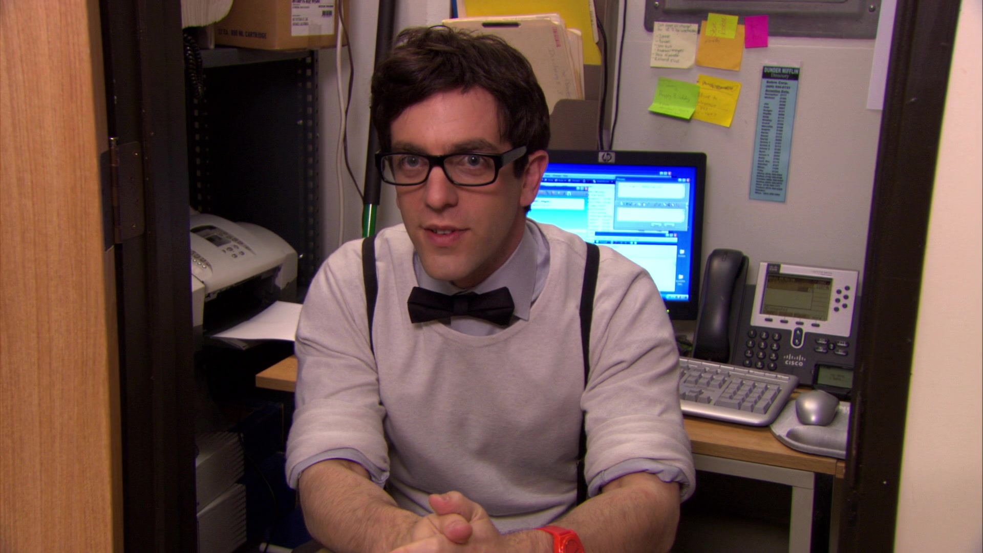 Black and Purple Striped Tie worn by Ryan Howard (B. J. Novak) in The Office  (S04E02)