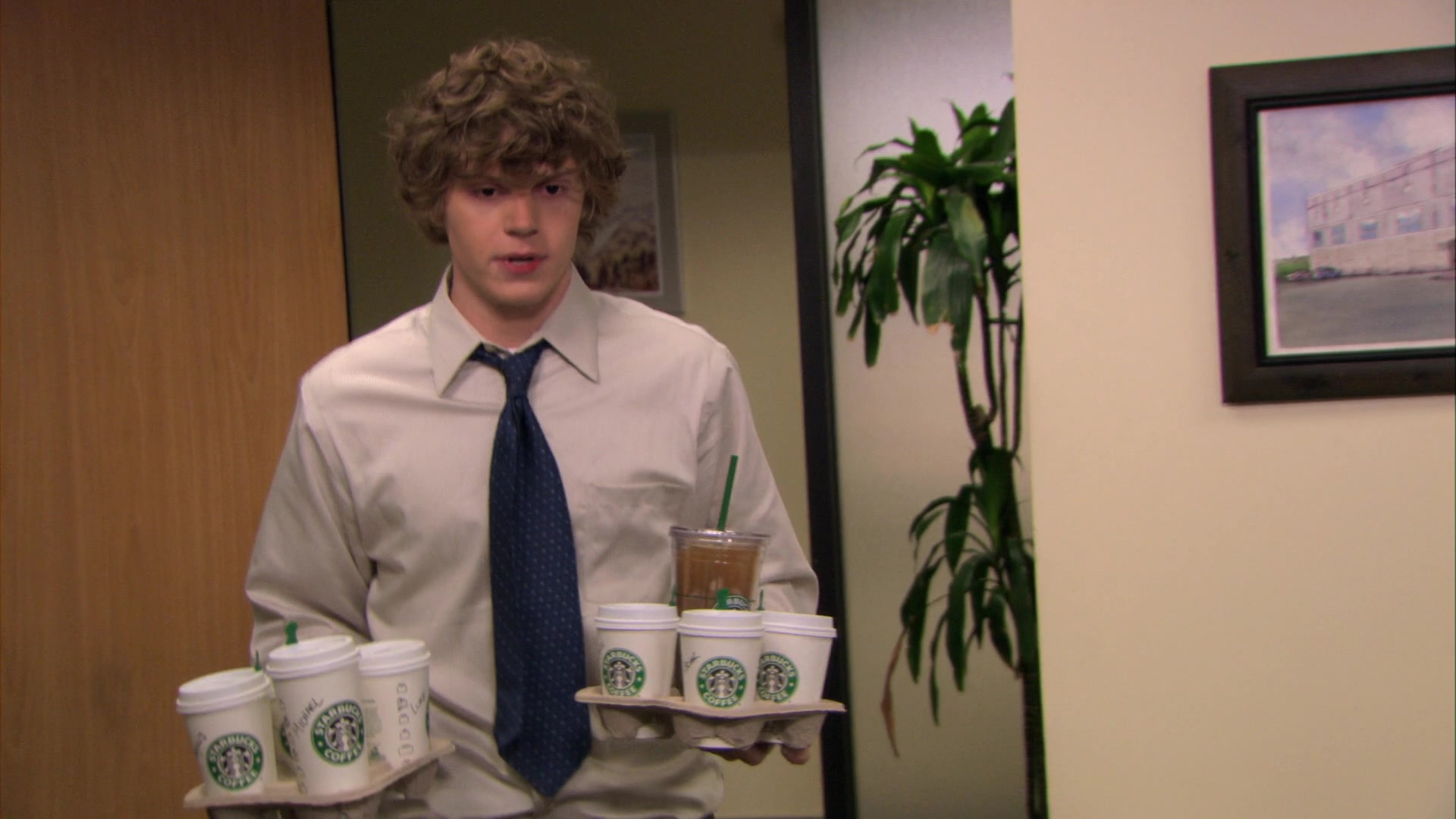 Starbucks Coffee Cups Held By Evan Peters Luke Cooper Michael Scotts