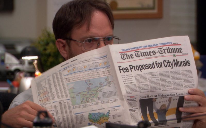 The Scranton Times-Tribune Newspaper Held by Rainn Wilson (Dwight Schrute) in The Office