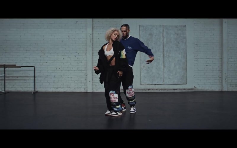 Vetements The Bulldog Spirit Patchwork Sweatpants Worn by DaniLeigh in “Easy” (Remix) ft. Chris Brown (7)