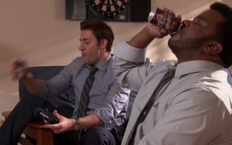 Wegmans Fountain Root Beer Can Held by Craig Robinson (Darryl Philbin) in The Office