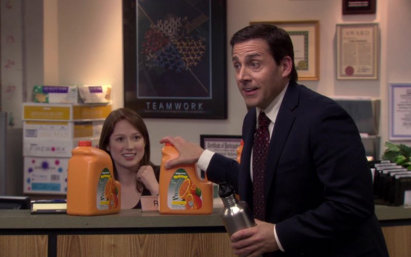 Wegmans Orange Juice Held by Steve Carell (Michael Scott) in The Office (5)