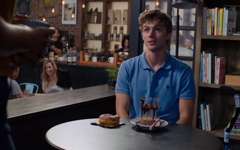 American Eagle Outfitters Blue Polo Shirt Worn by Miles Heizer in 13 Reasons Why (1)