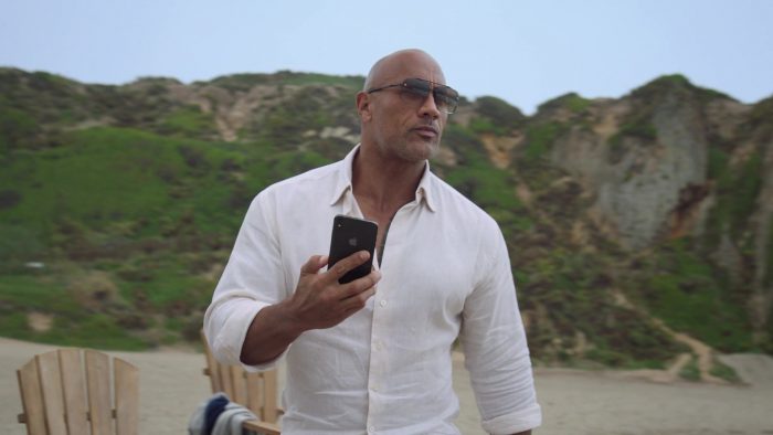 Apple IPhone Mobile Phone Held By Dwayne Johnson As Spencer Strasmore ...