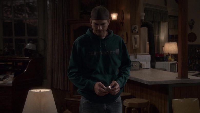 Carhartt Green Hoodie Worn by Ashton Kutcher as Colt Reagan Bennett in The Ranch Season 4 Episode 3 “Waitin’ on a Woman” (4)