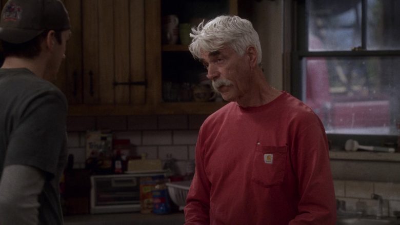 Carhartt Red T-Shirt Worn by Sam Elliott as Beau Roosevelt Bennett in The Ranch Season 4 Episode 7 (3)