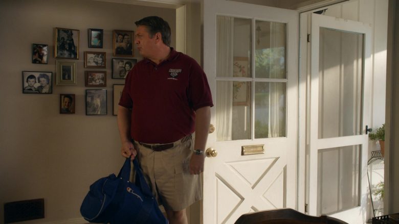 Champion Blue Sports Bag Held by Lance Barber as George Cooper in Young Sheldon