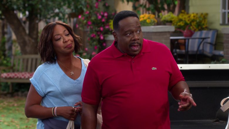 Lacoste Red Polo Shirt Worn by Cedric the Entertainer as Calvin Butler in The Neighborhood (3)