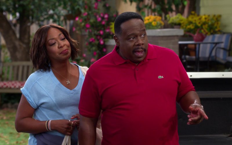 Lacoste Red Polo Shirt Worn by Cedric the Entertainer as Calvin Butler in The Neighborhood (3)