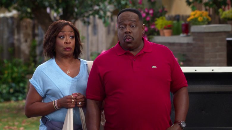 Lacoste Red Polo Shirt Worn by Cedric the Entertainer as Calvin Butler in The Neighborhood (4)