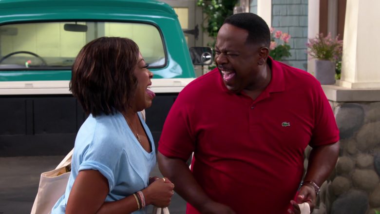 Lacoste Red Polo Shirt Worn by Cedric the Entertainer as Calvin Butler in The Neighborhood (5)