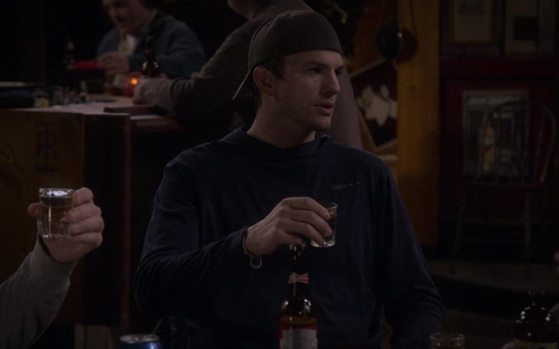 Nike Blue Long Sleeve T-Shirt Worn by Ashton Kutcher as Colt Reagan Bennett in The Ranch Season 4 Episode 6 (1)