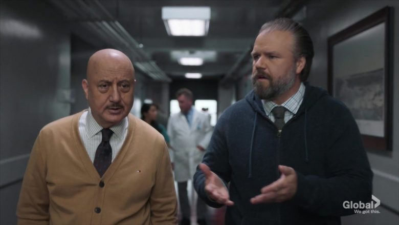 Tommy Hilfiger Cardigan Worn by Anupam Kher as Dr. Vijay Kapoor in New Amsterdam Season 2 Episode 4 (1)