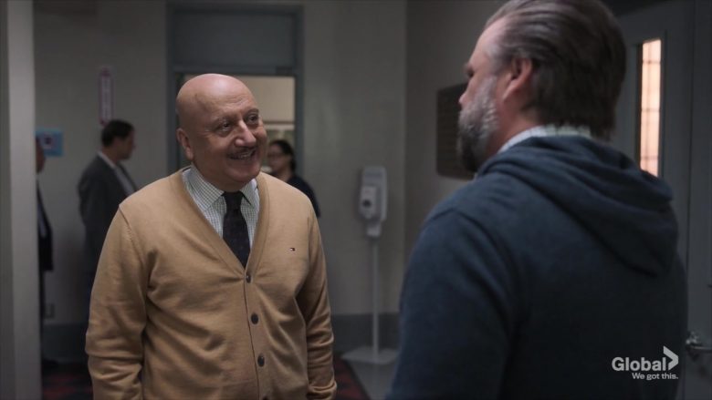 Tommy Hilfiger Cardigan Worn by Anupam Kher as Dr. Vijay Kapoor in New Amsterdam Season 2 Episode 4 (3)