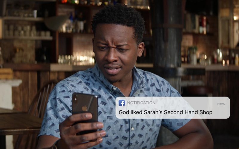 Apple iPhone and Facebook Used by Brandon Micheal Hall as Miles Finer in God Friended Me Season 2 Episode 7 (2)