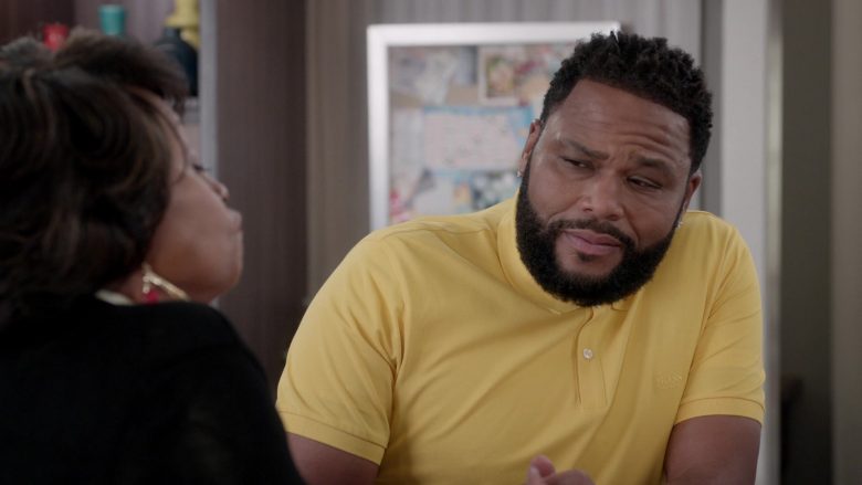 Boss Polo Shirt (Yellow) Worn by Anthony Anderson in Black-ish Season 6 Episode 8