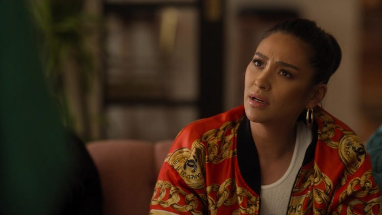 Chanel Bomber Jacket Worn by Shay Mitchell as Stella Cole in Dollface Season 1 Episode 6 (2)