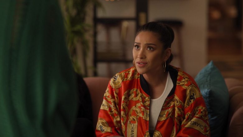 Chanel Bomber Jacket Worn by Shay Mitchell as Stella Cole in Dollface Season 1 Episode 6 (4)