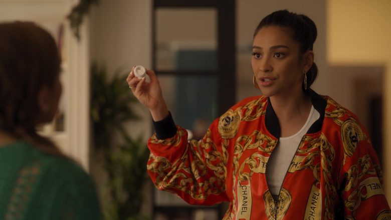 Chanel Bomber Jacket Worn by Shay Mitchell as Stella Cole in Dollface Season 1 Episode 6 (5)