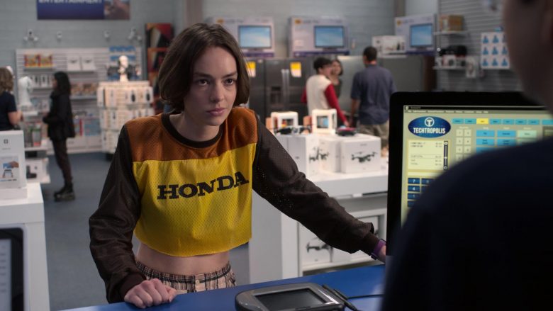 Honda Cropped Top Worn by Brigette Lundy-Paine as Casey Gardner in Atypical Season 3 Episode 8 (1)