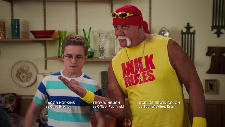 Oakley Yellow Sunglasses Worn by Hulk Hogan in The Goldbergs Season 7 Episode 7 (3)