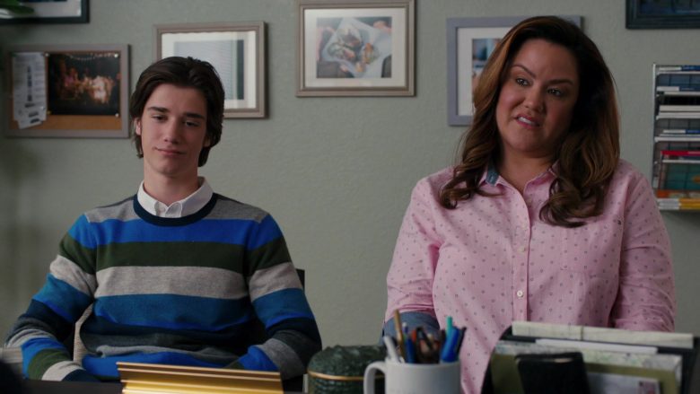 Tommy Hilfiger Pink Shirt Worn by Katy Mixon as Katie Otto in American Housewife Season 4 Episode 7 (2)