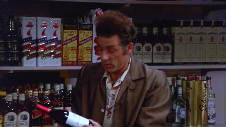Black Velvet Whiskey, Myers's Rum, Jameson, Stolichnaya, Yukon Jack in Seinfeld Season 5 Episode 13