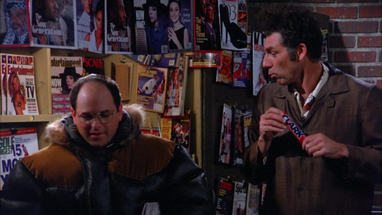 Clark Candy Bar Held by Michael Richards as Cosmo Kramer in Seinfeld Season 5 Episode 13 (1)