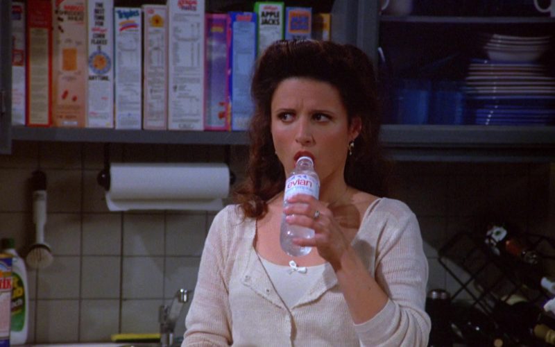 Evian Bottled Water Held by Julia Louis-Dreyfus as Elaine Benes in Seinfeld Season 5 Episode 22 (1)